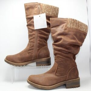 NWOB LifeStride Kaden Brown Wide Calf Slouch Boots with Sweater Cuff 8.5M-WC